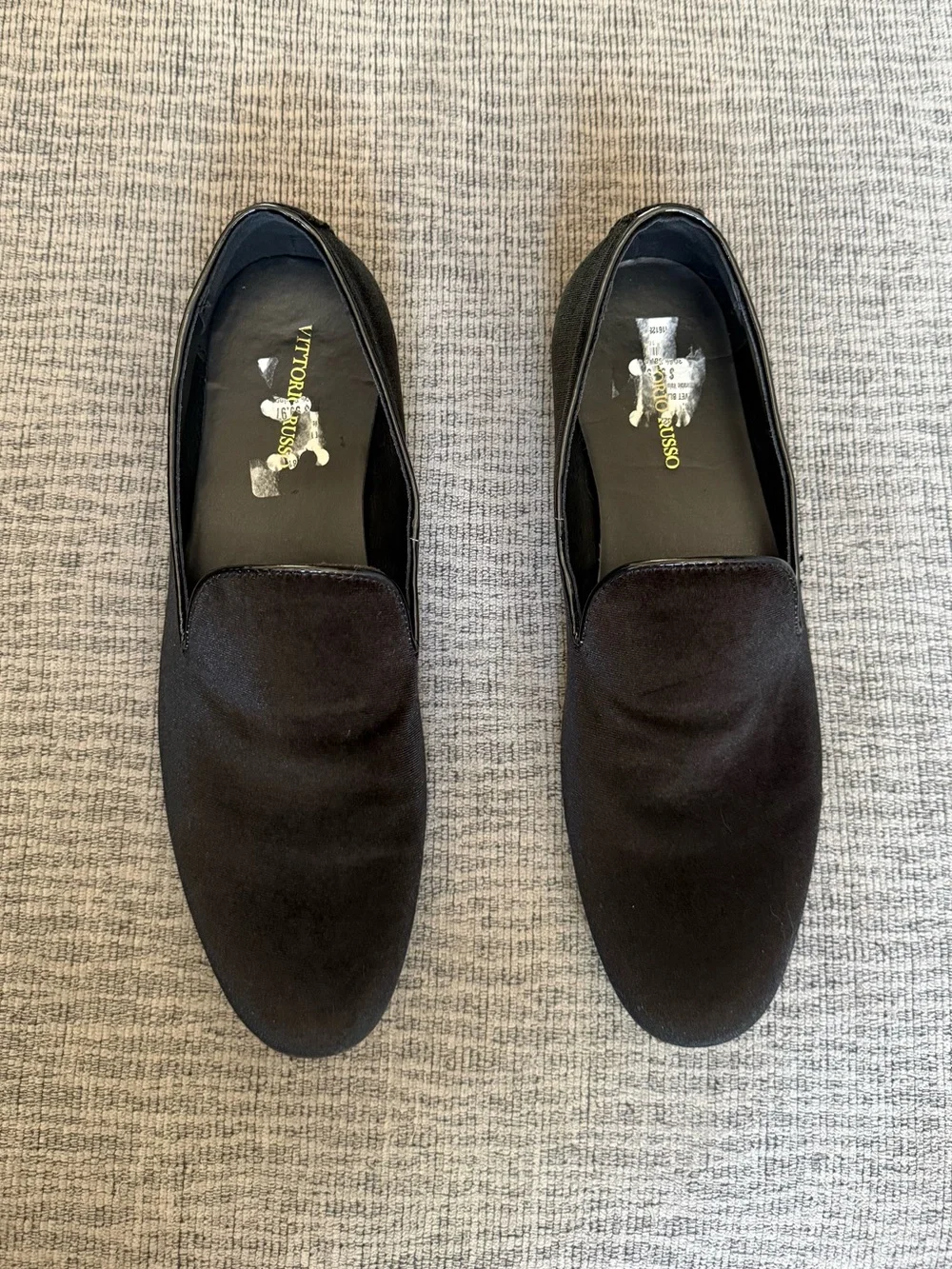 Men’s Vittorio Russo Black Velvet Loafers Size 11